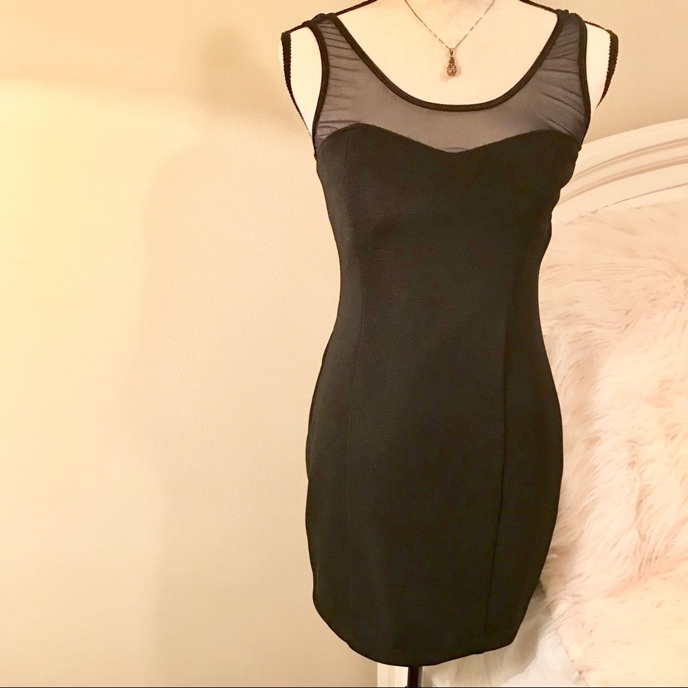 Black Mesh Bodycon Dress